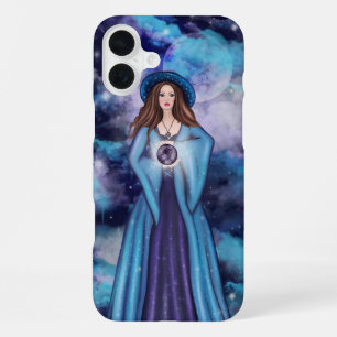 COQUE iPhone 16 PLUS ÉFFRAYANT BLEU & PURPLE HALLOWEEN WITTER & PLEINE