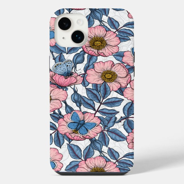 Coque iPhone Églantier et papillons (Verso)