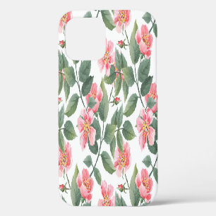 Coque iPhone 12 Églantines Aquarelle Floral Sans Couture