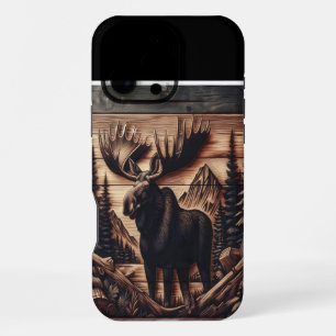 Coque iPhone 16 Pro Max Élan sculpté dans le bois à l'état sauvage