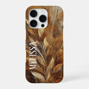 Coque iPhone 16 Pro Élégance des Tons Terreux Dorés en Acrylique avec