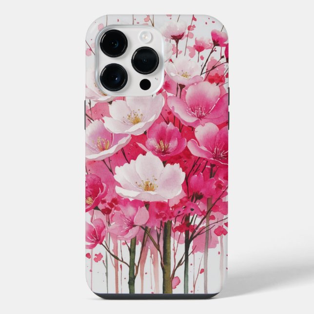 Coque iPhone Elégance en fleurs de cerise - Aquarelle Design Fl (Verso)
