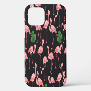 Coque iPhone 12 Élégance Flamant rose : Fusion Monstera Vintage.