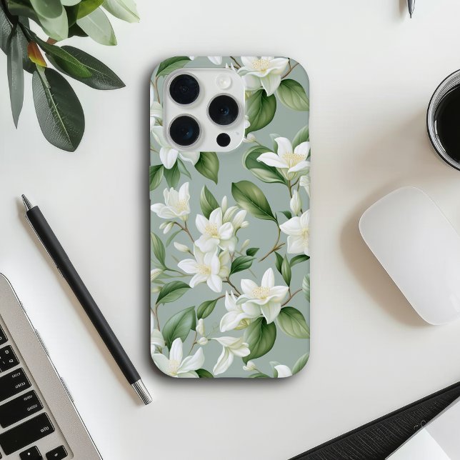 Coque iPhone Élégance florale au jasmin doux (Créateur téléchargé)