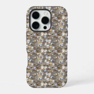 Coque iPhone 16 Pro Élégance Florale : Infusée de Perles