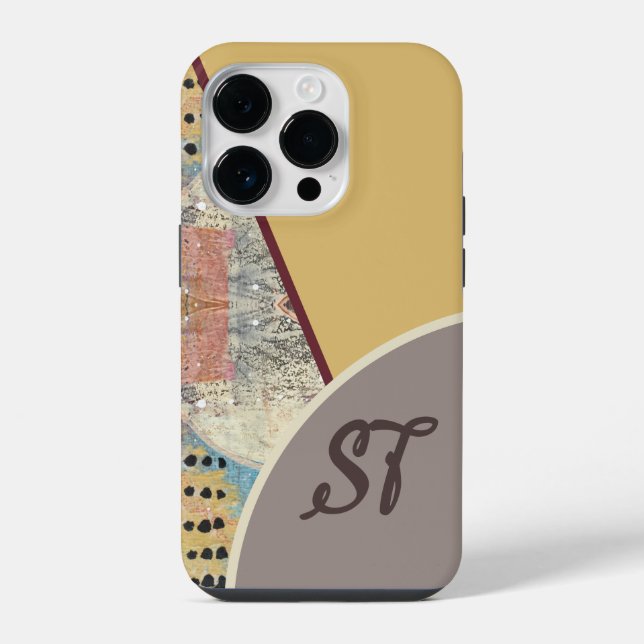 Coque iPhone Élégance neutre avec accents Abstraits Code QR (Verso)