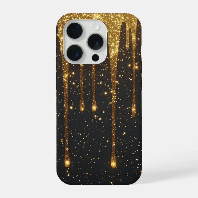 Coque iPhone Élégance scintillante au goutte dorée ✨ Luxe étinc (Verso)