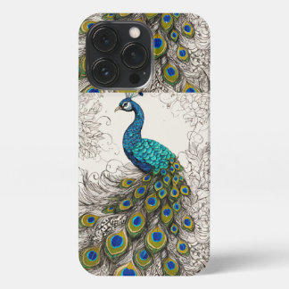 Etui iPhone 13 Pro "Elegance Unleashed : The Peacock Inspiré Design"