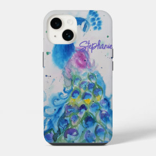 Coque Pour iPhone 14 Élégant aquarelle paon couleurs pastel pour femmes