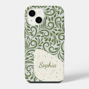 Coque Pour iPhone 14 Elégant Art de forme verte bio pour cadeaux