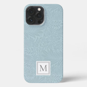 Etui iPhone 13 Pro Max Élégant bleu clair Floral Monogramme botanique