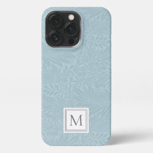 Etui iPhone 13 Pro Élégant bleu clair Floral Monogramme botanique