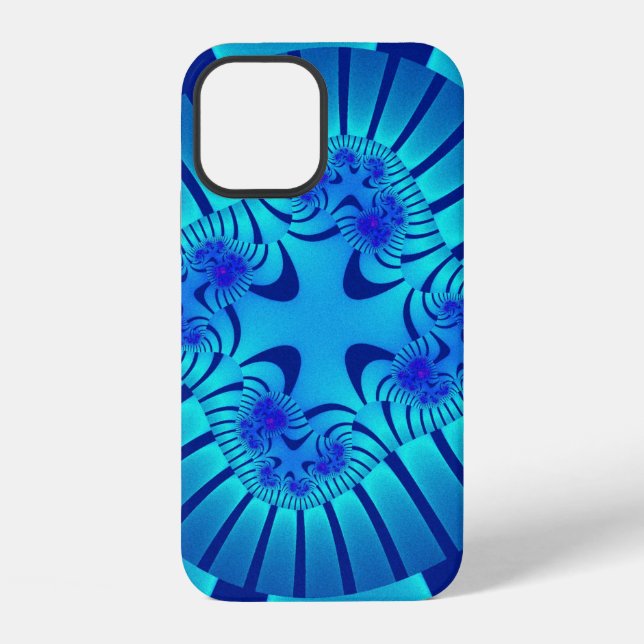 Coque iPhone Élégant bleu clair fractal (Verso)