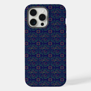 Coque iPhone 15 Pro Max Élégant boîtier téléphonique géométrique bleu