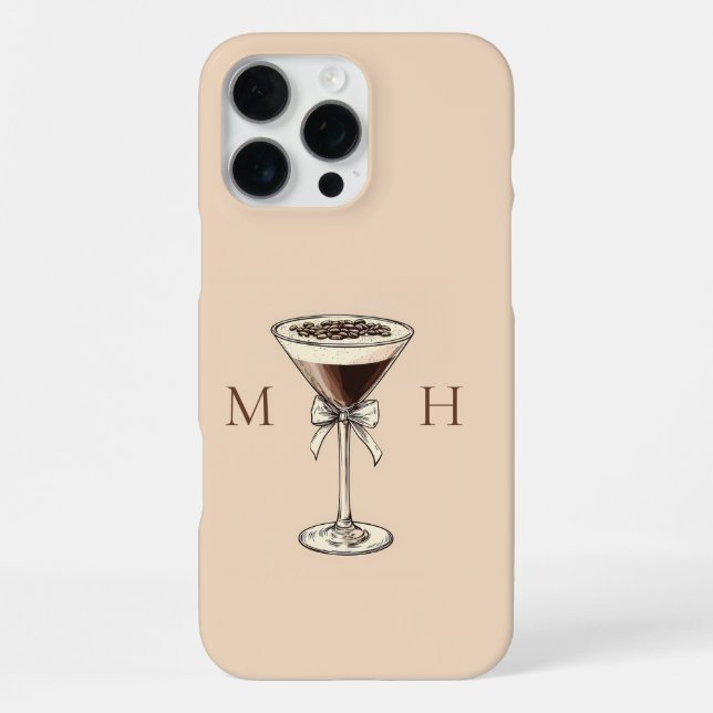 Coque iPhone Élégant Cocktail Coquette Bow Initiales Monogramme (Verso)