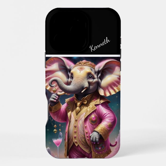 Coque iPhone Élégant Éléphant dans l'Espace (Verso)