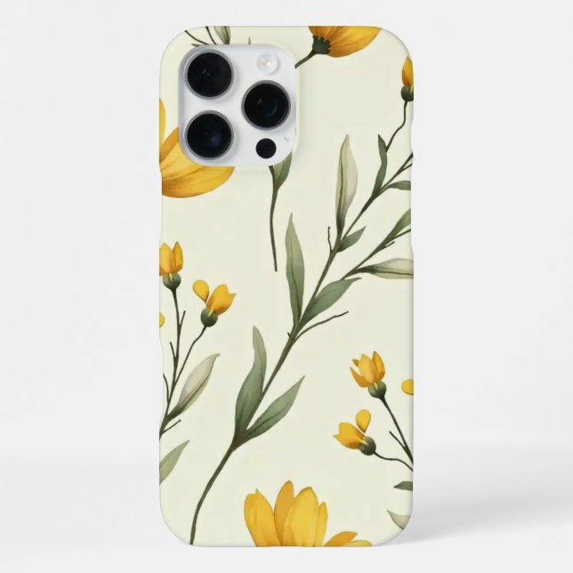 Coque iPhone Élégant Étui de Téléphone Fleur Jaune Sauvage (Verso)