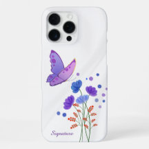 Élégant étui de téléphone papillon floral aquarell