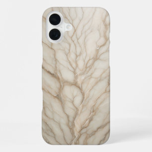 Coque iPhone 16 Plus Élégant Étui en Marbre Beige Crème Luxueux en Form