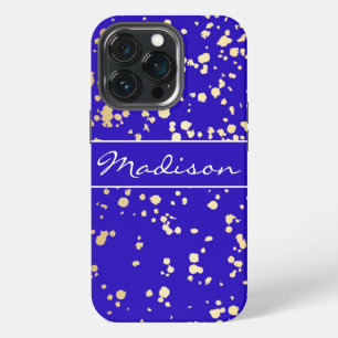 Etui iPhone 13 Pro Élégant Étui iPhone 13 Pro Paillettes Or Bleu Roya