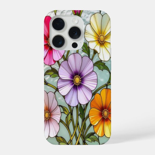 Coque iPhone Élégant étui iPhone à motif de fleurs sauvages ave (Verso)