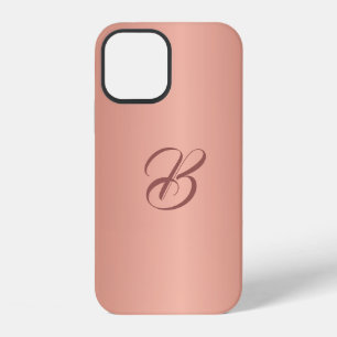 Coque iPhone 12 Élégant Étui iPhone Monogrammé de Couleur Or Rose