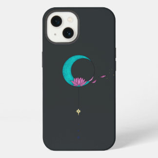 Etui iPhone 13 Élégant Étui Lune Lotus Noir pour iPhone / iPad