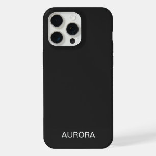Coque iPhone 15 Pro Max Élégant Étui Personnalisé au Nom - Noir Jet