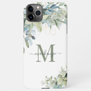 Coque iPhone 11Pro Max Élégant Eucalyptus Botanique Monogramme Floral