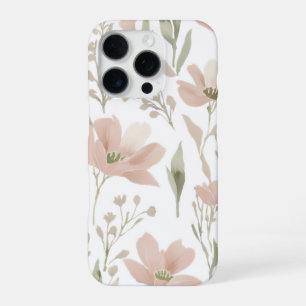 Coque iPhone 16 Pro Élégant floral aquarelle vert et rose tendre