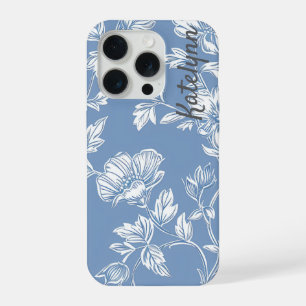 Coque iPhone 15 Pro Élégant floral avec nom