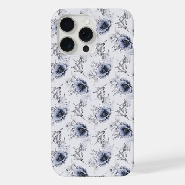 Coque iPhone Élégant floral bleu  (Verso)