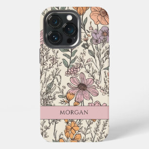 Etui iPhone 13 Pro Élégant floral botanique personnalisé de fleurs sa