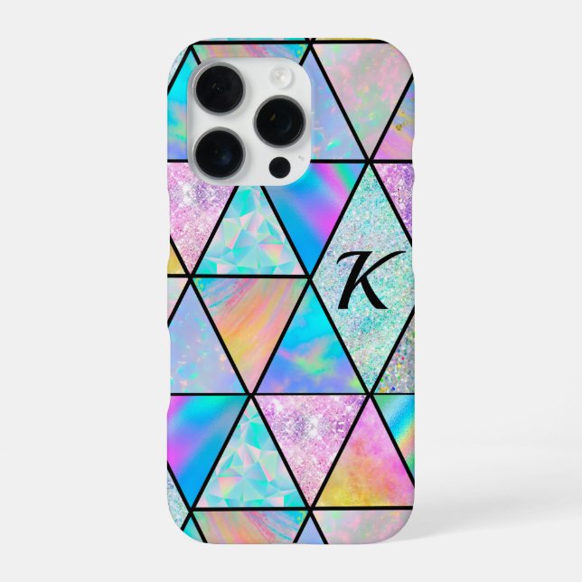 Coque iPhone Élégant holographique coloré  (Verso)