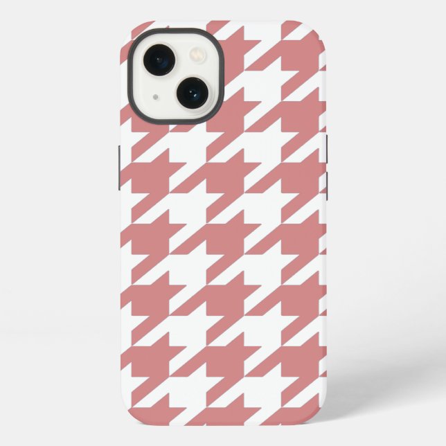 Coque iPhone Élégant Houndstooth Rose (Verso)