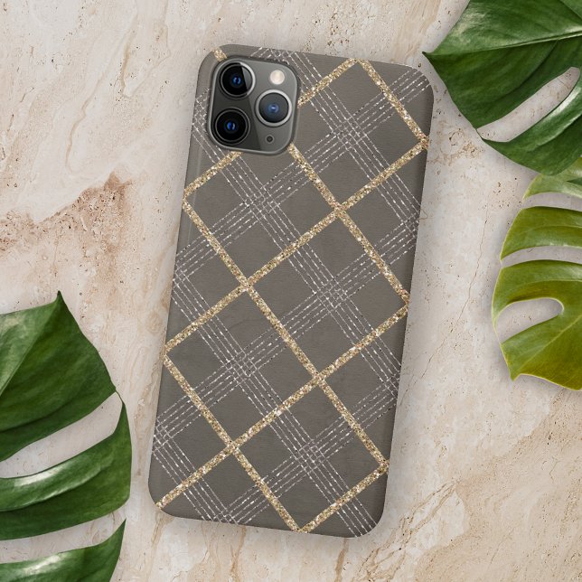 Coque iPhone Élégant Jacquard élégant Tartan Plaid Motif (Créateur téléchargé)
