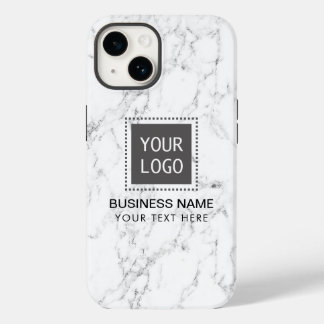 Coque Pour iPhone 14 Élégant logo personnalisé Marbre blanc d'entrepris