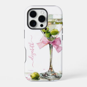 Coque iPhone 16 Pro Élégant Martini Monogrammé