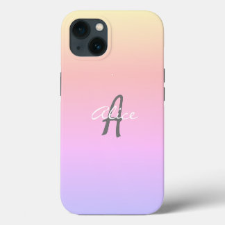 Etui iPhone 13 Élégant minimaliste monogrammé mignon script rose