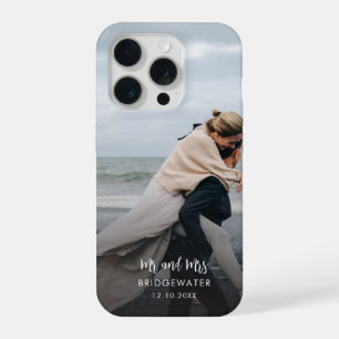 Coque iPhone 15 Pro Elégant moderne M. et Mme Monogram Mariage Photo