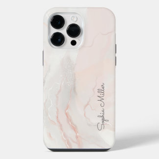 Coque Pour Pour iPhone 14 Pro Max Élégant Moderne Marbre Perle Rose Gold Avec Nom