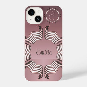 Coque Pour iPhone 14 Élégant moderne Peeking Heart Monogramme