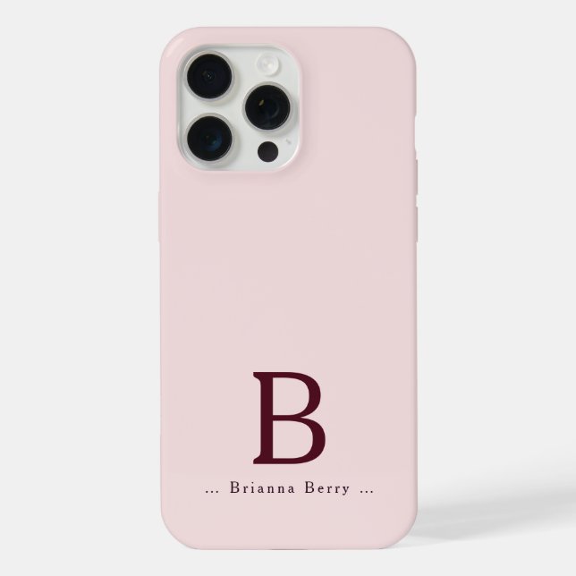Coque iPhone Élégant Monogramme Blush (Verso)