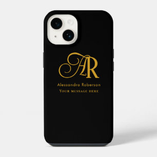 Coque Pour iPhone 14 Élégant monogramme couleur or & nom