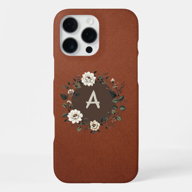 Coque iPhone Élégant monogramme en fleurs (Verso)