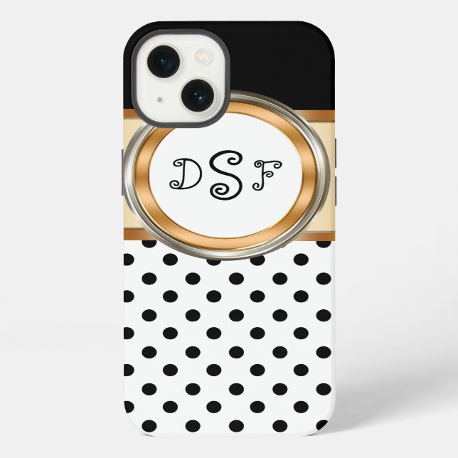 Coque iPhone Élégant Monogramme en Or (Verso)