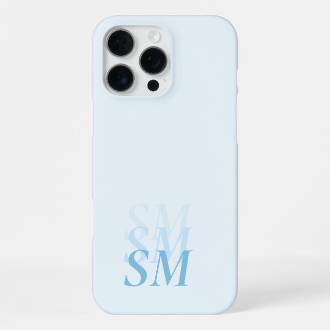 Coque iPhone Élégant Monogramme initial bleu moderne (Verso)