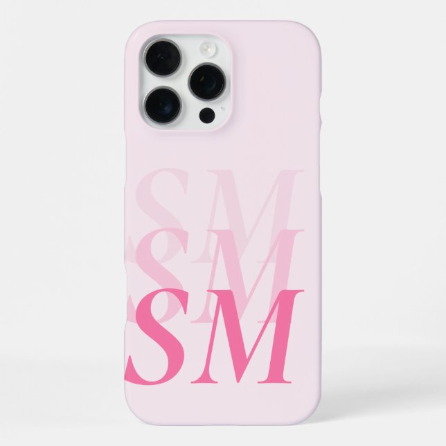 Coque iPhone Élégant Monogramme initial rose moderne (Verso)