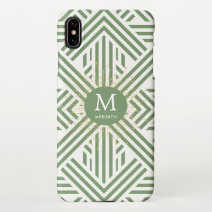 Coque iPhone XS Max Élégant Monogramme Motif vert