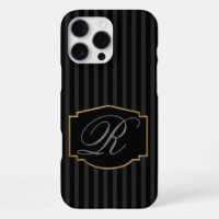 Élégant Monogramme Rayé Sophistiqué